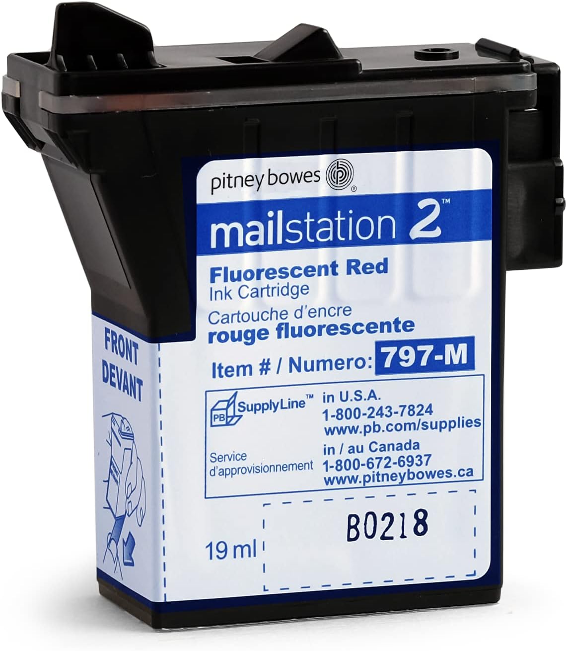 Pitney Bowes 797-M Ink Cartridge for Mailstation2 (K7M0), Red Ink, 19 ml