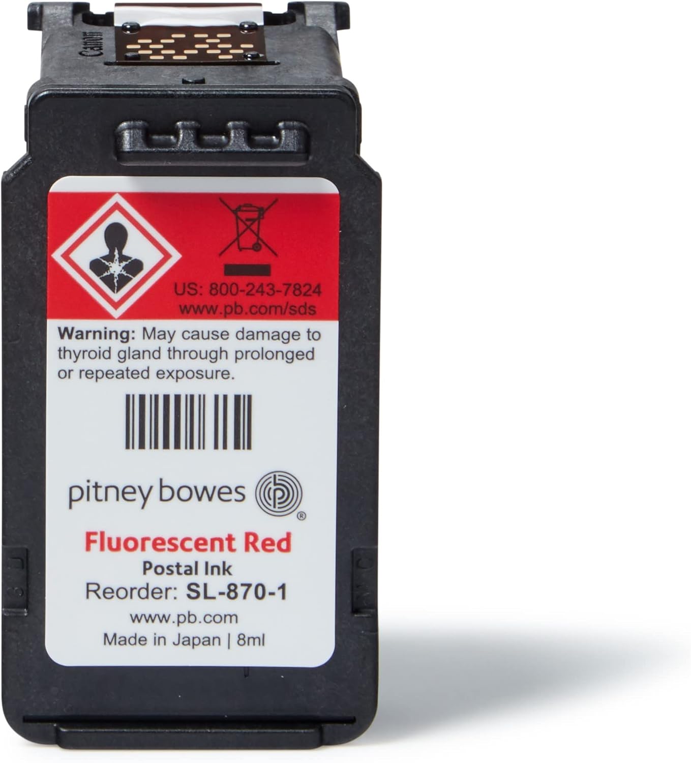 Pitney Bowes SL-870-1 Ink Cartridge for SendPro Mailstation, Red Ink, 8 ml