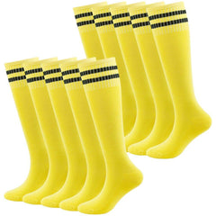 Youth Soccer Socks Fasoar Teens Knee High Football Socks Long Striped Rugby Tube Socks 2/6/10 Pairs