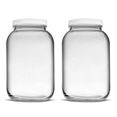 Teikis 2 Pack Wide-Mouth 1 Gallon Glass Jar with 4" Opening Lid Air Tight and Leak Proof - USDA Approved for Fermenting Kombucha, Kefir, Storing and Canning - Dishwasher Safe