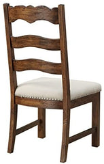Emerald Home Furnishings Bay Rustic Brown Dining Chair with Upholstered Seat, Ladder Back, And Nailhead Trim, Set of Two