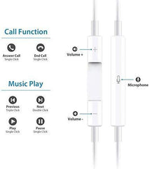 Earbuds Headphones 3.5mm Wired White Earphones Noise Isolating Headsets with Built in Microphone and Volume Control. (2 Pack)