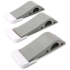 Decorative Door Stopper with Free Bonus Holders, Rubber Door Stop Works on All Floor Surfaces, Fixed the Door (3Pcs, Gray)