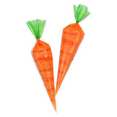 eborder 100 Piece Easter Carrot Cone Cello Bags Cellophane Treat Bags for Candies Handmade Cookies with Gold Twist Ties, 16 by 8 Inch