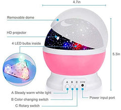 Kingtoys Moon Star Projector,Baby Night Lights, Romantic LED Night Light, 360-degree Rotating 4 LED Bulbs,Suitable for Parties, Children's bedrooms or to be Christmas Gifts.