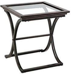 Southern Enterprises Vogue Side End Table, Black with Copper Distressed Finish