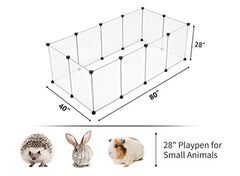 Tespo Dog Playpen, Portable Large Plastic Yard Fence Small Animals, Popup Kennel Crate Fence Tent, Transparent White 12 Panels
