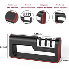 Kitchen Knife Sharpener, 3-Stage Knife Sharpening Tool Helps Repair, Restore and Polish Blades - Reveal a Razor-sharp Blade, (Cut-Resistant Glove Included)