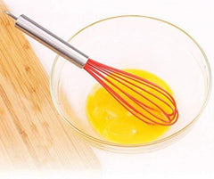 TEEVEA Silicone Whisk, Balloon Whisk Set, Wire Whisk, Egg Frother, Milk and Egg Beater Blender - Kitchen Utensils for Blending, Whisking, Beating, Stirring, Set of 3, Red,Yellow, Blue