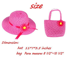 Jund Girls Tea Party Hats Purse Kids Child Babe Little Playtime Birthdays Easter Party Supplies Accessories, Includes 6 Purses 6 Daisy Flower Sunhats(Blue, Rose, Red, Yellow, Purple, Pink)