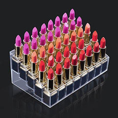 Benbilry Lipstick Holder, 40 Space Acrylic Lipstick Holder Organizer Case Display Rack,40 Slots (in a 8 x 5 Arrangement) Stand Cosmetic Makeup Organizer Lipstick, Brushes, Bottles More …