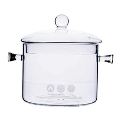 1.5L High Borosilicate Heat-resistant Glass Clear Pasta Instant Noodle Pot Pan Stew Cooker Baby Food Milk Sauce Hot Pot with Lid Mini Size Cookware