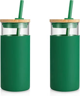 Tronco 20oz Glass Tumbler Straw Silicone Protective Sleeve Bamboo Lid - BPA Free