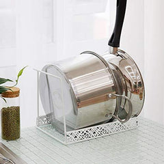 ZGXY Simple Pan and Pot Lid Organizer Rack Holder, Kitchen Counter and Cabinet Organizer-Pink