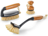 Mastertop 3PCS Durable Bamboo Brush Set with Dish Brush Pan Brush Floor Brush Used to Kitchen Washing Floor Brush Scrubber