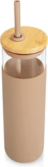 Tronco 28oz Glass Tumbler Glass Water Bottle Straw Silicone Protective Sleeve Bamboo Lid - BPA Free