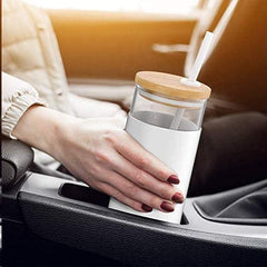 Tronco 20oz Glass Tumbler Straw Silicone Protective Sleeve Bamboo Lid - BPA Free