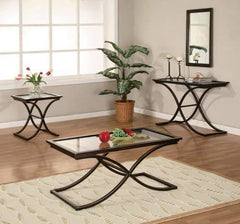 Southern Enterprises Vogue Side End Table, Black with Copper Distressed Finish