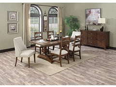 Emerald Home Furnishings Bay Rustic Brown Dining Chair with Upholstered Seat, Ladder Back, And Nailhead Trim, Set of Two