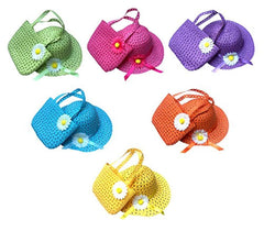 Jund Girls Tea Party Hats Purse Kids Child Babe Little Playtime Birthdays Easter Party Supplies Accessories, Includes 6 Purses 6 Daisy Flower Sunhats(Blue, Rose, Red, Yellow, Purple, Pink)
