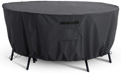 FLYMEI Patio Furniture Cover, Waterproof Tear-Resistant UV and Fade Resistant Outdoor Round Table Dining Set Cover, Space Grey, 62 inches Diameter