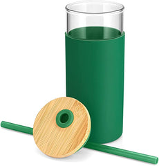 Tronco 20oz Glass Tumbler Straw Silicone Protective Sleeve Bamboo Lid - BPA Free