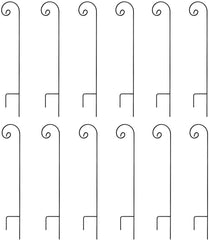 Shepherd's Hooks, Black, Made of Premium Metal for Hanging Solar Lights, Bird Feeders, Mason Jars, Plant Hangers, Flower Basket, (6 Pack) by AshmanOnline