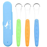 3 Pack Stainless Steel Tongue Scraper Cleaner, Helps Fight Bad Breath, Fresh Breath Tongue Scrapers Medical Grade Metal Tongue Scraping Cleaner with Carrying Case for Oral Care by FAMEBIRD