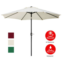UHINOOS 9 ft Patio Umbrella,Outdoor Umbrella with Crank and 8 Ribs,100% Polyester Aluminum Alloy Pole Tilt Button Outside Table Umbrella.Fade Resistant Water Proof Patio Table Umbrella,Ivory