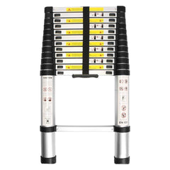 WolfWise EN131 Telescoping Ladder Aluminum Telescopic Extension Tall Multi Purpose (12.5 Ft Black)