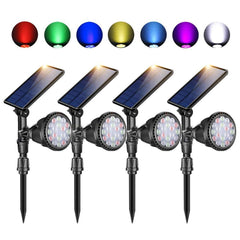 Outdoor Solar Spot Lights, DS Lighting Super Bright 18 LED Security Lamps Waterproof Spotlight for Garden Landscape Path Walkway Deck Garage (7 Colors, 2 Pack)