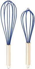 TEEVEA Set of 2 Whisks, 10” and 12” Beaters, Stainless Steel and Silicone – Gold and Red
