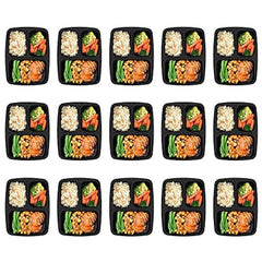 Homgeek 15-Pack Meal Prep Containers 3 Compartment BPA-Free Food Storage Stackable Reusable Microwave Dishwasher & Freezer Safe Bento Lunch Boxes with Airtight Leads for Portion Control