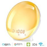 Wake Up Light Alarm Clock, Burbupps Kids Night Light Compatible with Alexa & Google Home, 7 Colored Sunrise Simulation and Sunset Fading, Dual Alarm Clock with FM Radio, USB Charge Port by Burbupps
