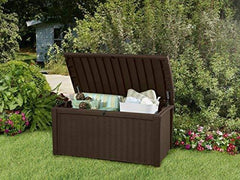 Keter Borneo 110 Gallon Resin Outdoor Storage Bench and Deck Box for Patio Furniture, Anthracite
