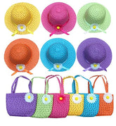 Jund Girls Tea Party Hats Purse Kids Child Babe Little Playtime Birthdays Easter Party Supplies Accessories, Includes 6 Purses 6 Daisy Flower Sunhats(Blue, Rose, Red, Yellow, Purple, Pink)