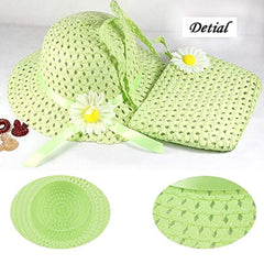 Jund Girls Tea Party Hats Purse Kids Child Babe Little Playtime Birthdays Easter Party Supplies Accessories, Includes 6 Purses 6 Daisy Flower Sunhats(Blue, Rose, Red, Yellow, Purple, Pink)