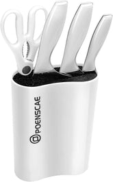 POENSCAE Kitchen Knife Set,Stainless Steel Knife Set with Block, 5 Piece Block Knife Set with Germany Stainless Steel Forged