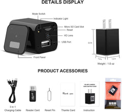 Spy Camera Wireless Hidden WiFi Camera with Remote View,Hidden Spy Camera 1080P HD Nanny Cam Spy Hidden Camera Charger Recorder Motion Activated,Wireless Spy Camera Support iOS/Android