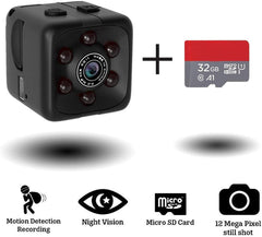 Mini Hidden Spy Camera Portable Small 1080P Wireless Cam with Night Vision and Motion Detection for Nanny/Housekeeper, Security Sports Camera (Black(with 32GB Card))