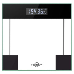 TekSky Digital Body Weight Scale with Step-On Technology - High Precision - Body Tape Measure - 6mm Tempered Glass (MAX 400 lbs. Elegant Black)
