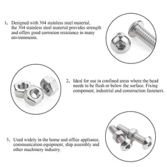 DYWISHKEY 100 Pieces M5 x 20mm/25mm/30mm/35mm/40mm Stainless Steel 304 Hex Button Head Cap Bolts and Nuts Kit