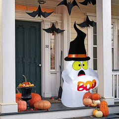 MAOYUE 5ft Halloween Inflatable Ghost Boo Halloween Blow Up Outdoor Halloween Decorations Built-in LED Lights with Tethers, Stakes, Holiday Inflatables for Outdoor, Yard Decorations, Lawn, Party