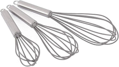 TEEVEA Set of 3 Multi-Color Silicone whisks with stainless steel handles. Milk & Egg Beater Balloon Metal Whisk for Blending, Whisking, Beating and Stirring
