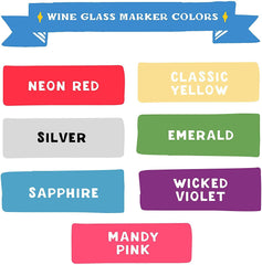 VersaChalk Washable Wine Glass Markers- 7 Vibrant Erasable Colors to Write on Party Cups, Drink Glasses, Beer Mugs, Clear Plastic Jars, Windows, and Mirrors