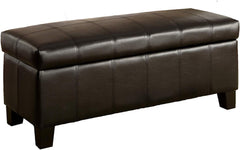 Homelegance 43" PU Leather Lift Top Large Storage Bench, Dark Brown