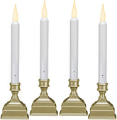 612 Vermont Battery Operated LED Window Candle with Sensor and 8 Hour Timer, Patented Dual LED Flicker Flame (Pewter)