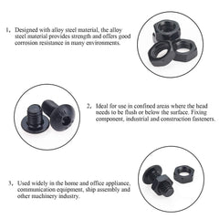 DYWISHKEY 180 Pieces M5 x 6mm/8mm/10mm/12mm/16mm/20mm/25mm, 10.9 Grade Alloy Steel Hex Button Head Cap Bolts Nuts Kit with Hex Wrench