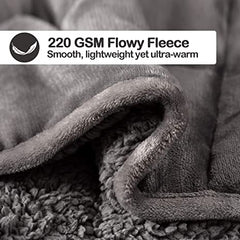 Coolplus Weighted Blanket 20 LBS King Size for Adult, Sherpa Weighted Blankets with Soft Plush Flannel, Cozy Fluffy Warm Sherpa Snuggle Bed Blanket, Winter Thick Heavy Blanket, 90" x 90", Grey
