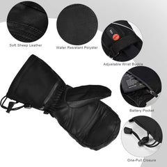 Heated Gloves,Mens Womens Heated Ski Gloves Mittens,7.4V 2200MAH Electric Rechargeable Battery Gloves for Winter Skiing Skating Snow Camping Hiking Heated Arthritis Hand Warmer Gloves